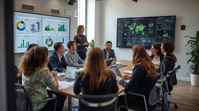 Corporate executives reviewing UAE climate compliance and greenhouse gas reporting strategy before IEQT submission deadline